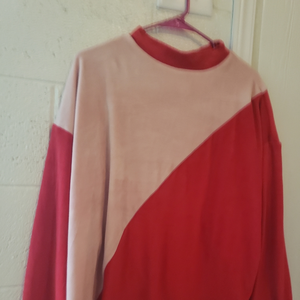 Pink and Red Velvet Sweater